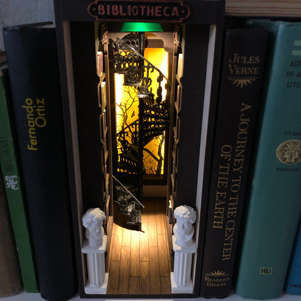 Book nook bookshelf insert Library diorama Booknook fully assembled_8.jpg