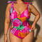Plus Tropical Fruit Print V Neck Tie Shoulder Backless One Piece Swimsuit Beachwear Swimwear Beach Sea Summer (1).jpg