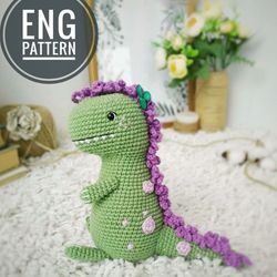 Amigurumi Dinosaur crochet pattern PDF. Amigurumi dino tirex pattern.