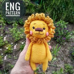 Amigurumi Lion crochet pattern. Amigurumi yellow lion in bunny costume crochet pattern. Amigurumi safari animal pattern