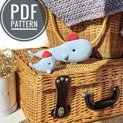 Amigurumi Whale Crochet pattern. Amigurumi fish Crochet tutorial. Keychain crochet pattern