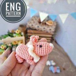 Amigurumi Easter Bunny crochet Pattern. Easter bunny keychain amigurumi pattern.