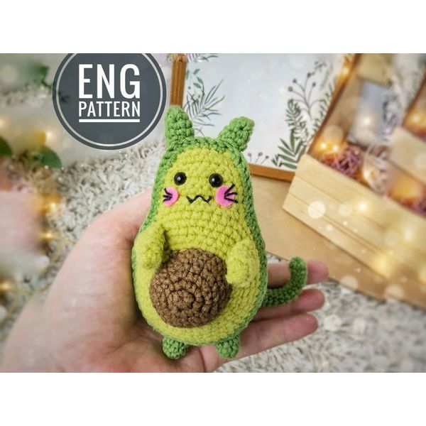 Amigurumi avocado cat crochet pattern PDF..jpg