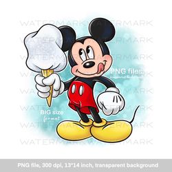 Funny Mickey with ice cream, png sublimation design, art print