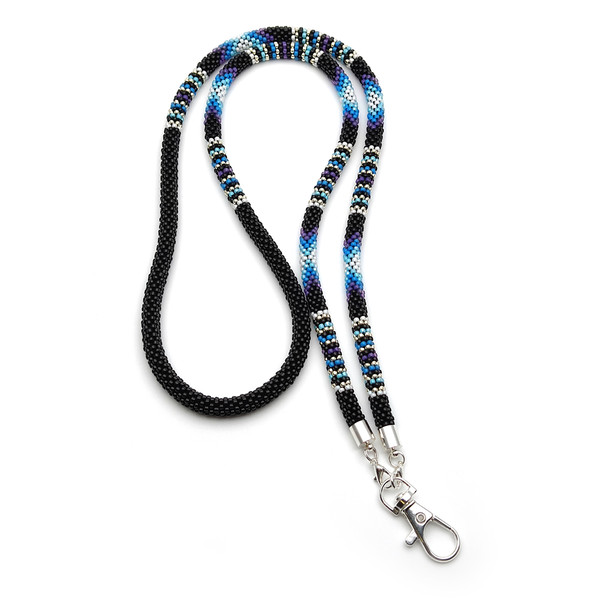 Black blue lanyard bead