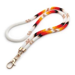 White beaded lanyard for badge, Native American style