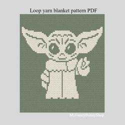 Loop yarn Baby Yoda blanket pattern PDF Download