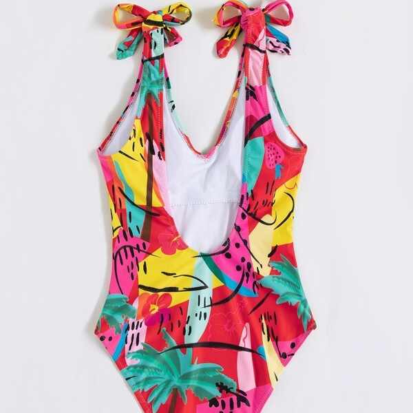 Tropical Fruit Print V Neck Tie Shoulder Backless One Piece Swimsuit Beachwear Swimwear Beach Sea Summer (9).jpg