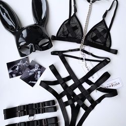XX lingerie set, Black Lingerie set, Mesh lingerie, Black lingerie, Mesh bra, Ouvert panties, Sexy lingerie