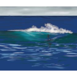 Surfing art Digital art Paper poster Surfing poster Surfing digital painting