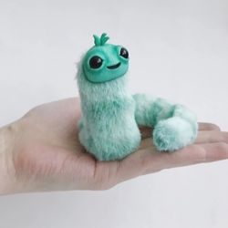 Caterpillar toy. Fantasy creature art doll. Caterpillar cute plush toy fantasy animal ooak.