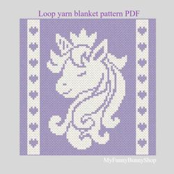 Loop yarn Unicorn blanket pattern PDF