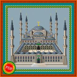Blue Mosque Cross Stitch Pattern | Sultan Ahmed Mosque