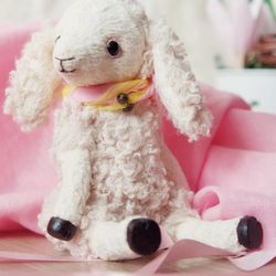 OOAK teddy sheep, stuffed plush sheep, teddy friend, sheep Pearl