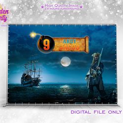 ahoy matey theme backdrop, pirate birthday, old pirate ship background