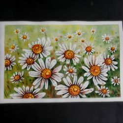 daisies flowers painting original watercolor art work field of daisies painting floral painting home decor