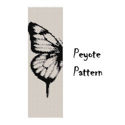 Peyote Beading Monochrome Butterfly Pattern, Seed Bead Bracelet, Peyoted Beaded Patterns Digital PDF