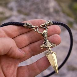 Spearhead of Odin’s GUNGNIR + Leather Necklace 6 mm