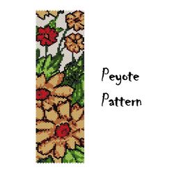 Flowers Peyote Beading Pattern, Seed Bead Bracelet, Peyoted Beaded patterns Digital PDF