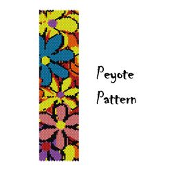 Flowers Peyote Bead Pattern, Seed Beading Bracelet, Peyoted Beaded patterns Digital PDF