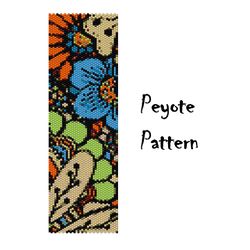 Flowers Peyote Beading Pattern, Seed Bead Bracelet, Peyoted Beaded patterns Digital PDF