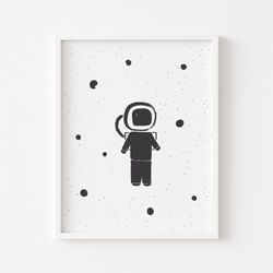 Astronaut in Space print for nursery, Astronaut printable wall art, Space themed print for kids, Cute Space print