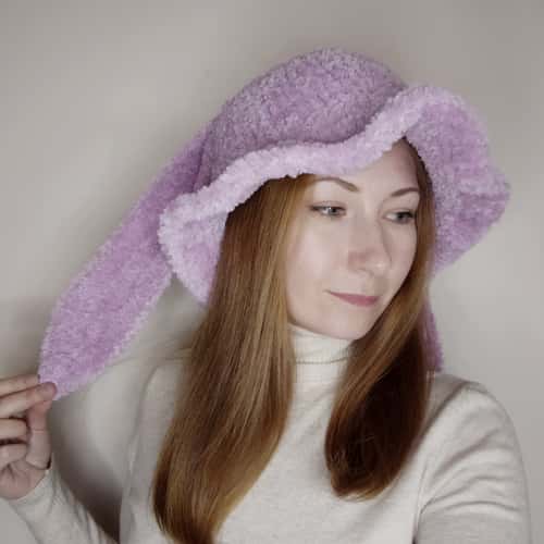 Furry bucket hat with bunny ears Crochet bunny bucket hat Kawaii bucket hat gift gor teens