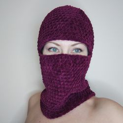 Hand knit balaclava Crochet ski mask Full face helmet hat unisex Crochet balaclava handmade