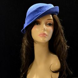 royal blue vintage hat, 1920s style hat, winter hat,1930s hat, 1940s hat