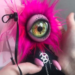 OOAK Cyclops doll Fantasy creature clay ART toy Emo style Doll monster collectible sculpture Gothic decor