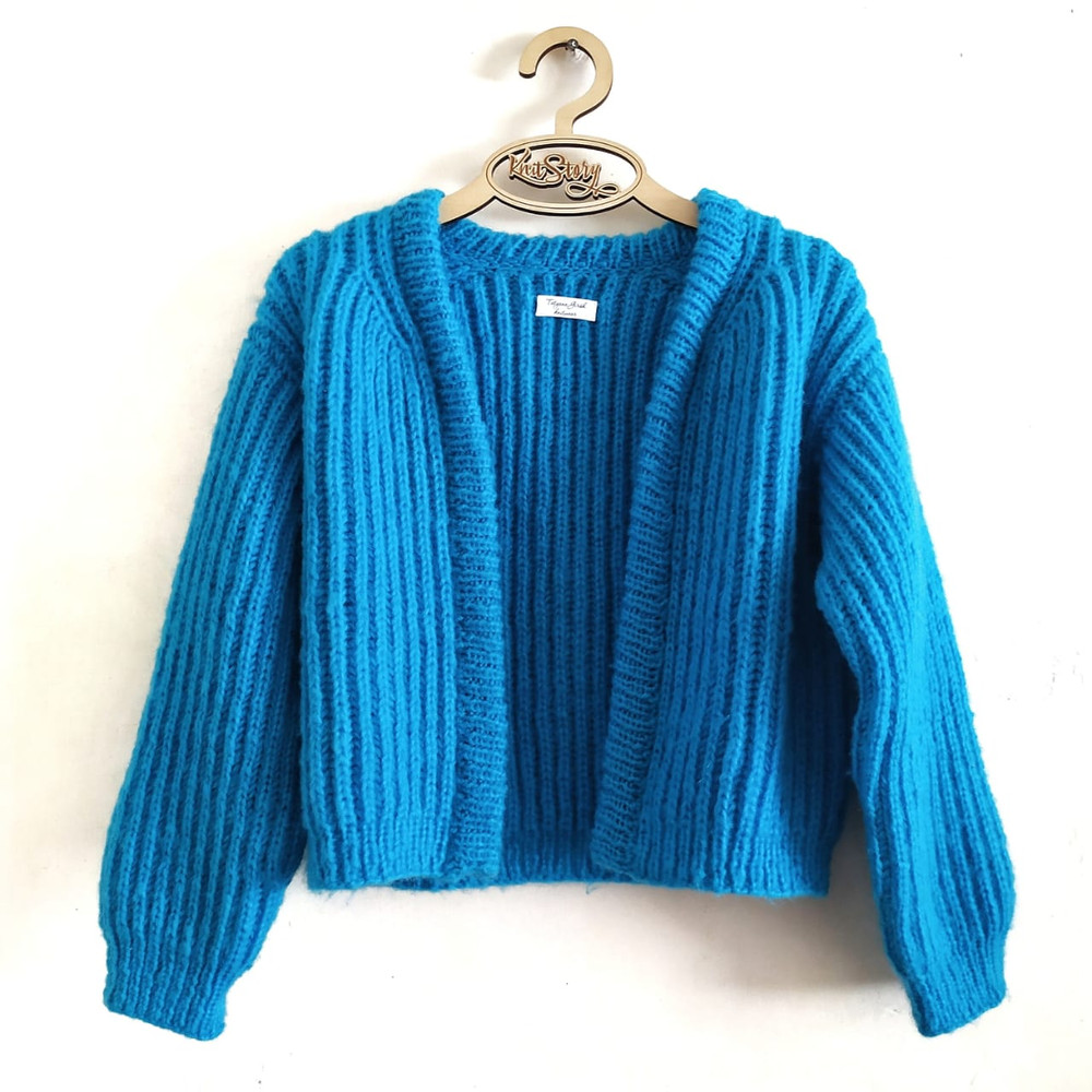 Moheir women warm Soft blue cardigan Hand knit bomber knit cardigans Women cardigan Moheir bomber Gift for her