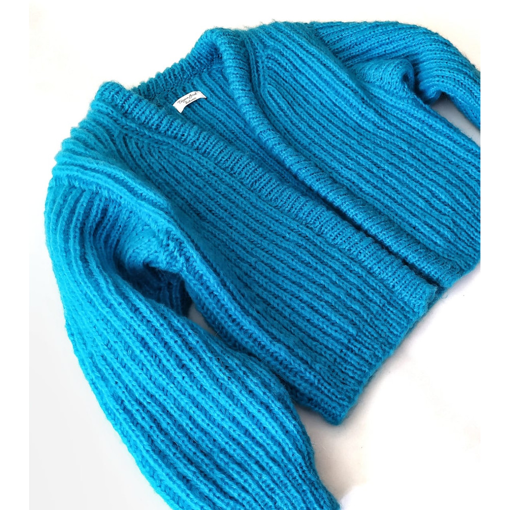 Moheir women warm Soft blue cardigan Hand knit bomber knit cardigans Women cardigan Moheir bomber Gift for her