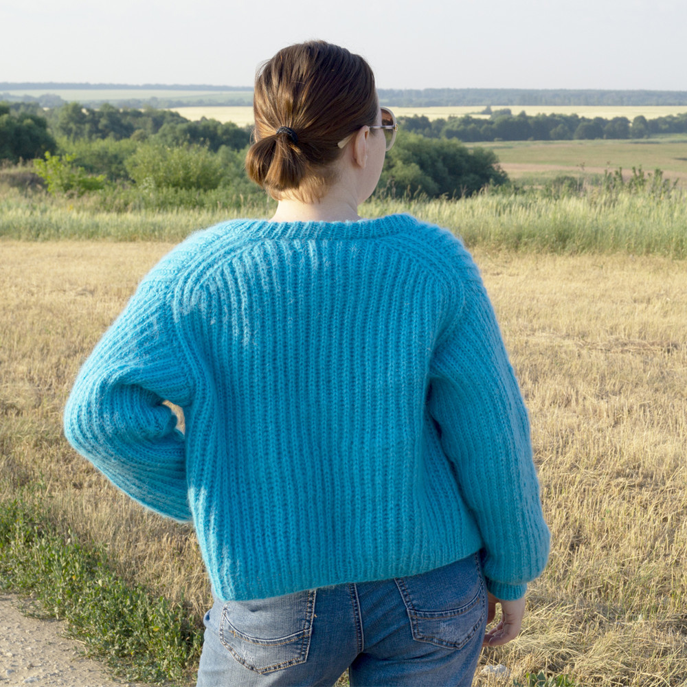 Moheir women warm Soft blue cardigan