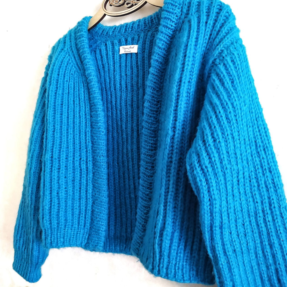 Moheir women warm Soft blue cardigan