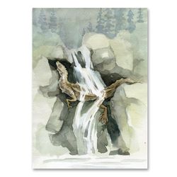 Small art Dragon waterfall Original fantasy painting by Yulia Evsyukova