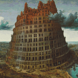 PDF Counted Vintage Cross Stitch Pattern | The" Little " Tower Of Babel | Peter Brueghel the Elder 1563 | 5 Sizes