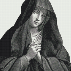 PDF Counted Vintage Cross Stitch Pattern | The Virgin Mary | 6 Sizes