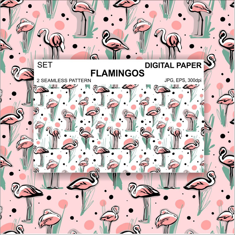 Flamingo-seamless-pattern-digital-paper