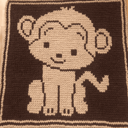 Loop yarn Finger knitted Monkey blanket pattern PDF Download