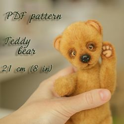 Teddy bear sewing pattern PDF 21 cm plushie toy handmade DIY
