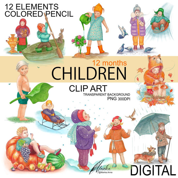 Children-clipart-12-months-drawing