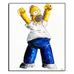 Homer Original Painting / Homer Simpson Wall Art / The Simpsons Wall Art / Homer Simpson wall decor