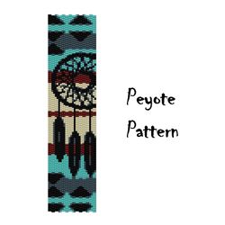 Dreamcatcher Beading Peyote Pattern, Seed Bead Indian Style Bracelet, Ethnic Tribal Peyoted Beaded Patterns Digital PDF