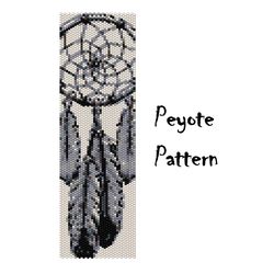 Dreamcatcher Bead Peyote Pattern, Seed Beading Monochrome Bracelet, Ethnic tribal patterns Digital PDF