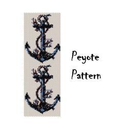 Anchor Peyote Bead Pattern, Seed Beading Bracelet, Nautical beaded patterns Digital PDF