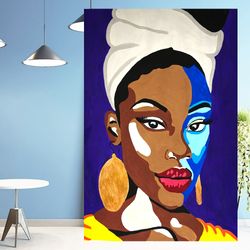 American Woman Painting Black Woman Original Art Black Woman Wall Art Acrylic Painting 16,5 × 23,3 by MyrikArt