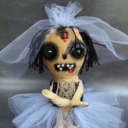 Creepy gothic bride doll . Horror  Primitive doll , Creepy Cute doll , scary doll , rag doll , voodoo doll . Halloween
