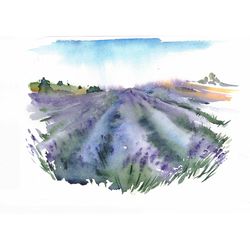 Lavender art Giclee Print  Watercolor painting lavender poster Tuscany art Provence art