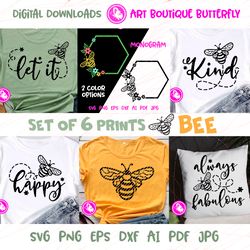 Bundle Bee happy prints Be happy Inspirational quotes