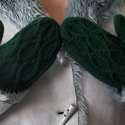 Handmade womens knitted mittens